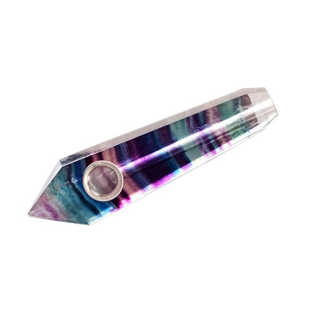 Natural Quartz Crystal Labradorite Stone Pipe